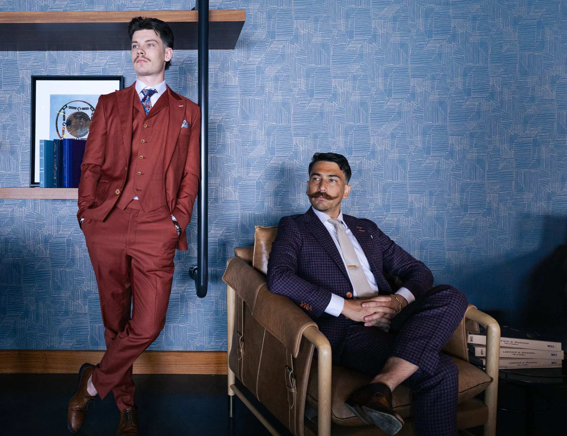 Stylish suits in studio