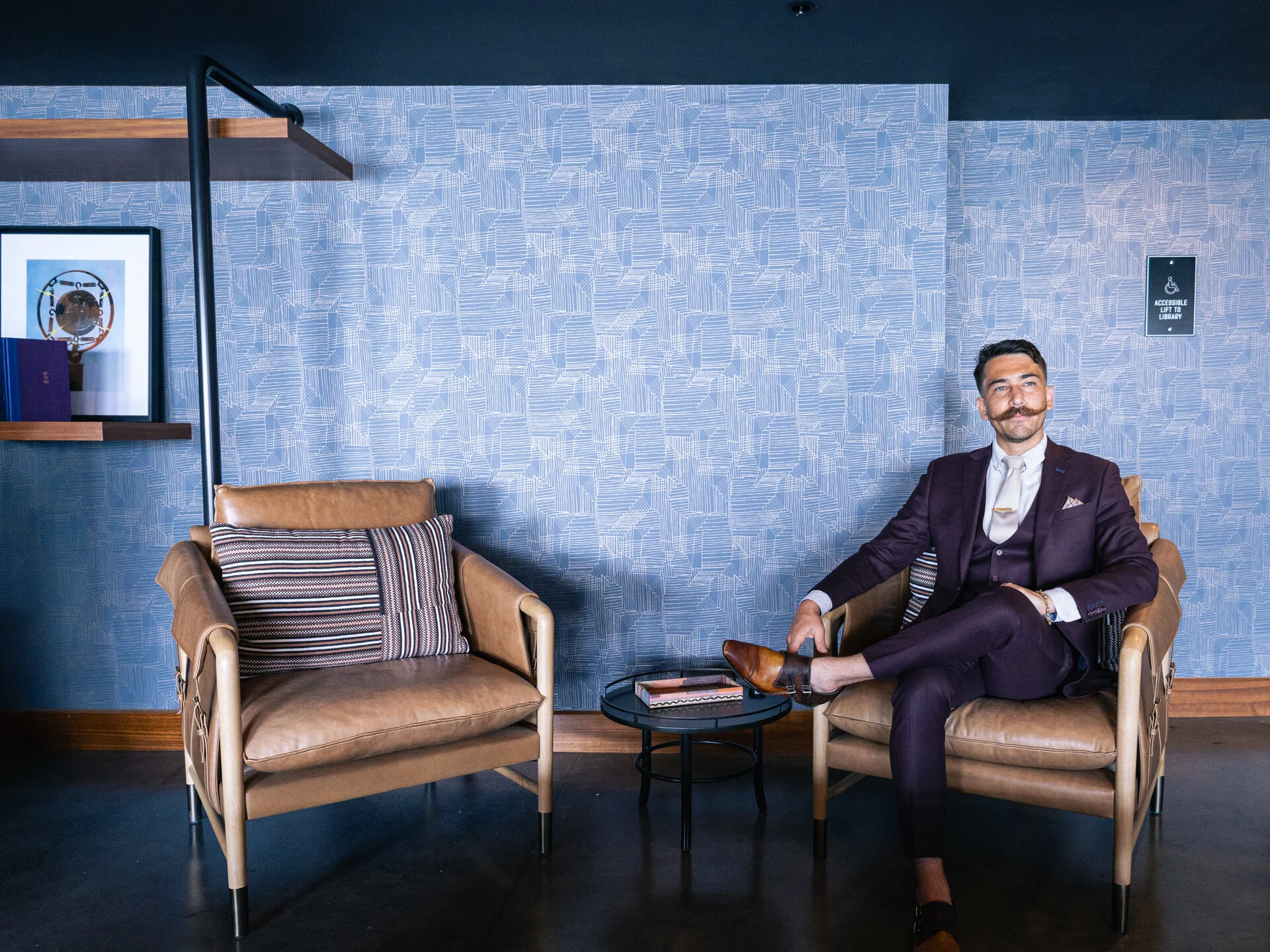 Purple suit in studio